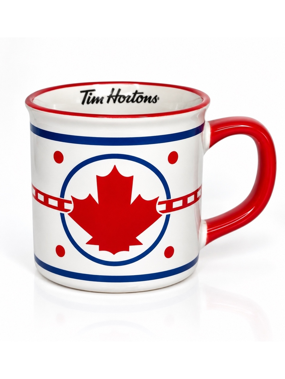 Tim Hortons 2022 Hockey Rink Maple Leaf Ceramic Mug Canada 16 oz